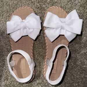 SHEIN White and Tan Bow Sandals